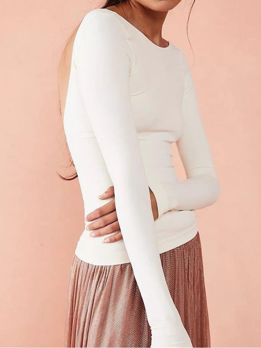Free People Low Back Seamless Long Sleeve